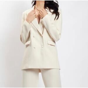 Meshki Small Madison Oversized Blazer Jacket Cream Single Breasted Pockets